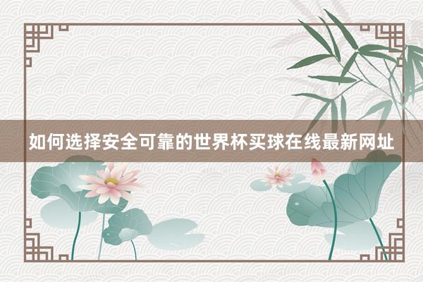 如何选择安全可靠的世界杯买球在线最新网址